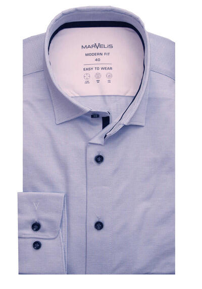MARVELIS Modern Fit Hemd Langarm Haifischkragen Jersey hellblau