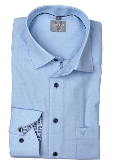 MARVELIS Comfort Fit Hemd Langarm New Kent Kragen hellblau