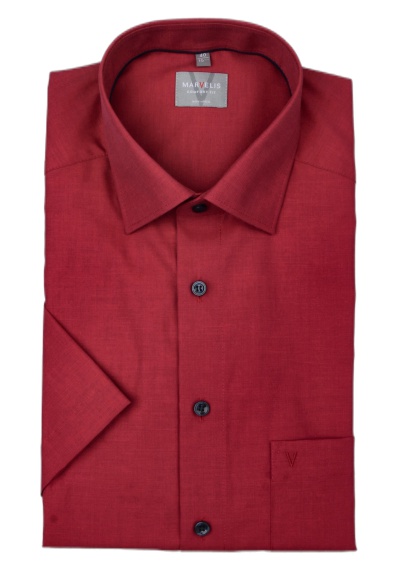 MARVELIS Comfort Fit Hemd Halbarm New Kent Kragen weinrot
