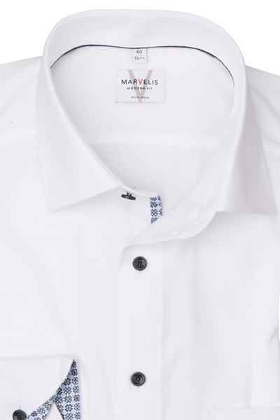 Produktbild fr 'MARVELIS Modern Fit Hemd Langarm New Kent Kragen wei'