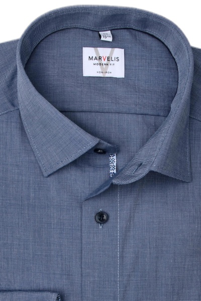 Produktbild fr 'MARVELIS Modern Fit Hemd Langarm New Kent Kragen rauchblau'