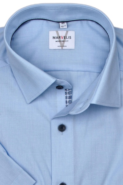 Produktbild fr 'MARVELIS Modern Fit Hemd Halbarm New Kent Kragen hellblau'