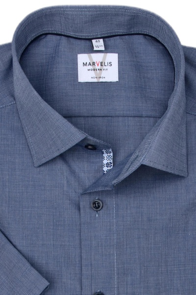 Produktbild fr 'MARVELIS Modern Fit Hemd Halbarm New Kent Kragen rauchblau'