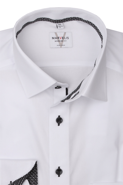 Produktbild fr 'MARVELIS Modern Fit Hemd Langarm New Kent Kragen wei'