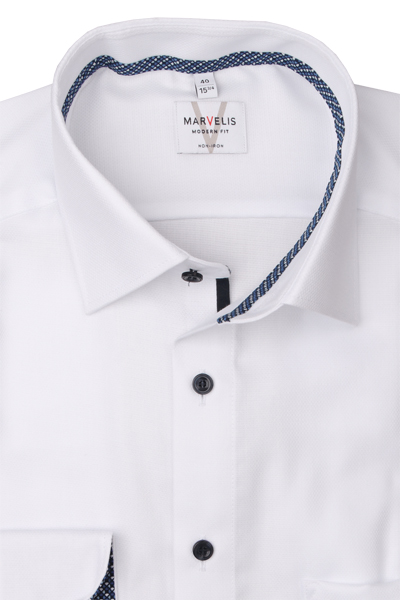 Produktbild fr 'MARVELIS Modern Fit Hemd Langarm New Kent Kragen Struktur wei'