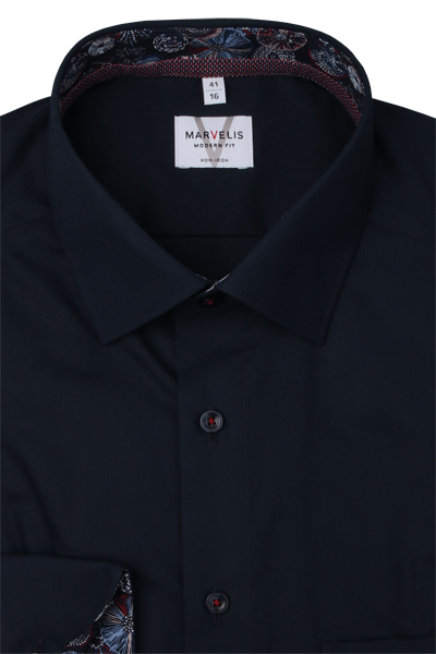 Produktbild fr 'MARVELIS Modern Fit Hemd extra langer Arm New Kent Kragen navy'