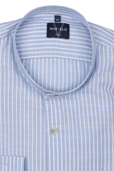 Produktbild f�r 'MARVELIS Casual Hemd Langarm Stehkragen Streifen blau'