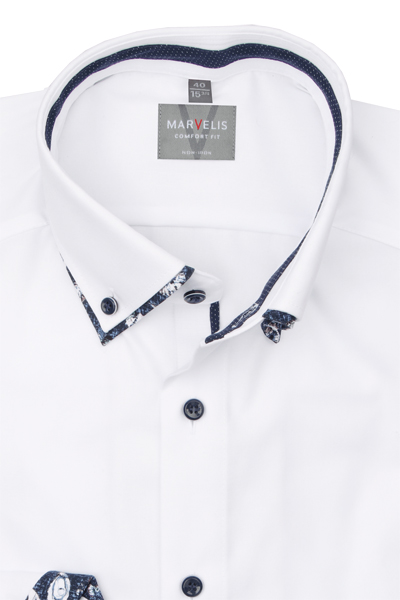 Produktbild f�r 'MARVELIS Comfort Fit Hemd Langarm Doppelkragen Popeline wei�'
