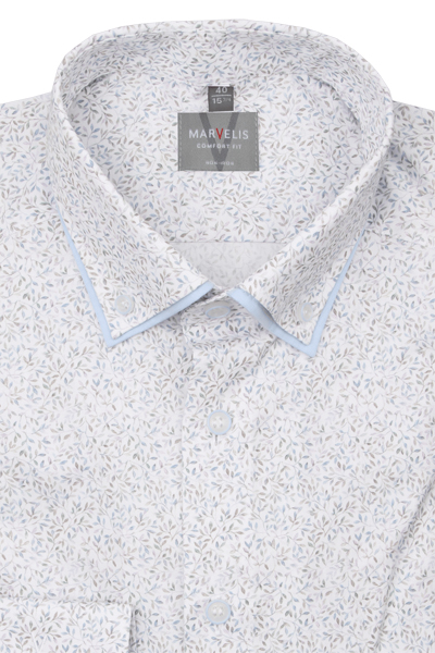 Produktbild f�r 'MARVELIS Comfort Fit Hemd Langarm Doppelkragen Blumenmuster wei�'