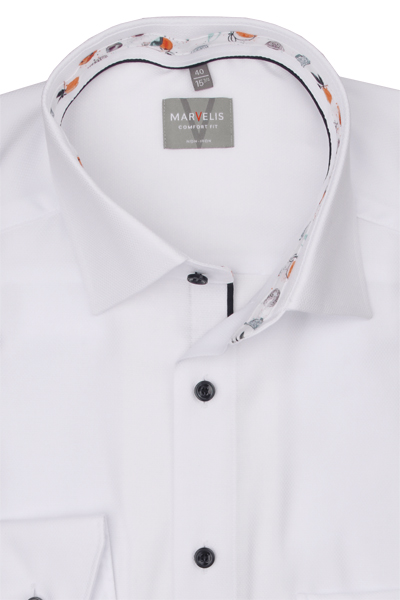 Produktbild f�r 'MARVELIS Comfort Fit Hemd Langarm New Kent Kragen Struktur wei�'