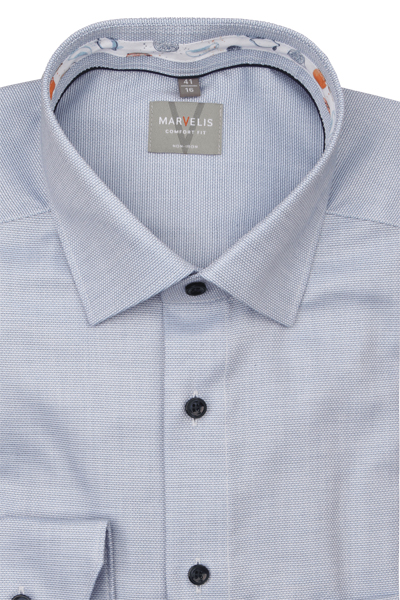 Produktbild f�r 'MARVELIS Comfort Fit Hemd Langarm New Kent Kragen Struktur hellblau'