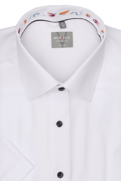 Produktbild f�r 'MARVELIS Comfort Fit Hemd Halbarm New Kent Kragen Struktur wei�'