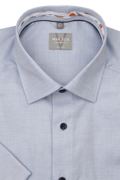 Produktbild f�r 'MARVELIS Comfort Fit Hemd Halbarm New Kent Kragen Struktur hellblau'