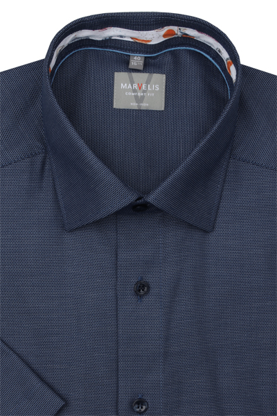 Produktbild f�r 'MARVELIS Comfort Fit Hemd Halbarm New Kent Kragen Struktur nachtblau'