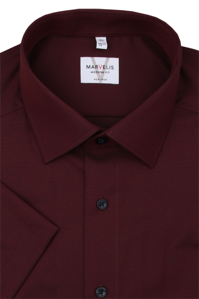 Produktbild f�r 'MARVELIS Modern Fit Hemd Halbarm New Kent Kragen Struktur rot'