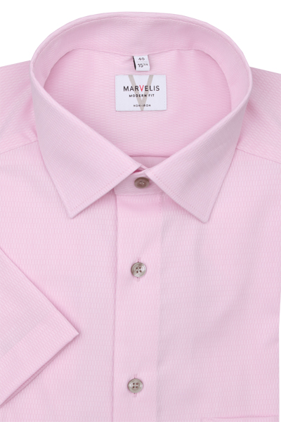 Produktbild f�r 'MARVELIS Modern Fit Hemd Halbarm New Kent Kragen Struktur rosa'