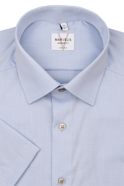 Produktbild f�r 'MARVELIS Modern Fit Hemd Halbarm New Kent Kragen Struktur hellblau'
