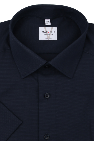 Produktbild f�r 'MARVELIS Modern Fit Hemd Halbarm New Kent Kragen Struktur nachtblau'