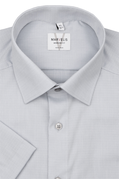 Produktbild f�r 'MARVELIS Modern Fit Hemd Halbarm New Kent Kragen Struktur silber'