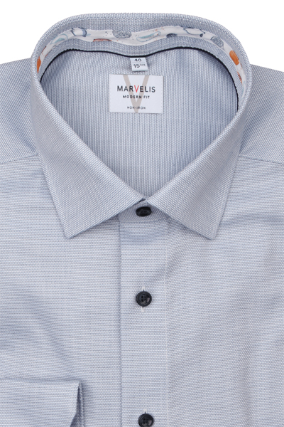Produktbild f�r 'MARVELIS Modern Fit Hemd Langarm New Kent Kragen Struktur hellblau'