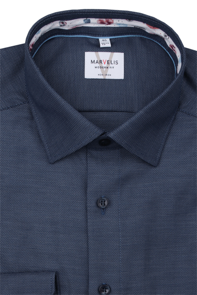 Produktbild f�r 'MARVELIS Modern Fit Hemd Langarm New Kent Kragen Struktur nachtblau'