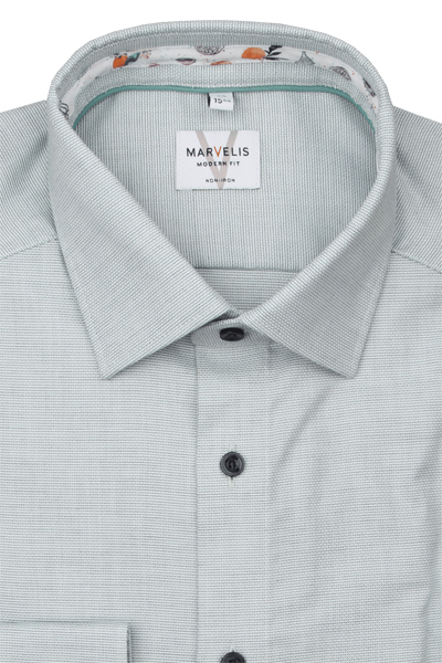 Produktbild f�r 'MARVELIS Modern Fit Hemd Langarm New Kent Kragen Struktur gr�n'