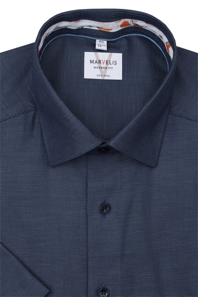Produktbild f�r 'MARVELIS Modern Fit Hemd Halbarm New Kent Kragen Struktur nachtblau'
