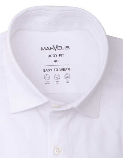 MARVELIS Body Fit Hemd extra langer Arm Haifischkragen Jersey weiß