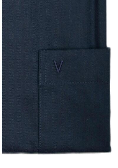 MARVELIS Modern Fit Hemd Langarm New Kent Kragen Struktur nachtblau