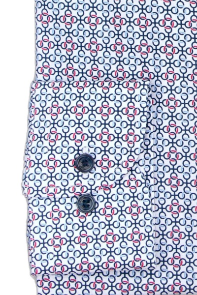 MARVELIS Modern Fit Hemd extra langer Arm New Kent Kragen Muster wei
