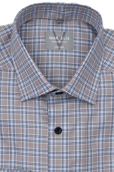 Produktbild fr 'MARVELIS Comfort Fit Hemd Langarm New Kent Kragen Karo blau'