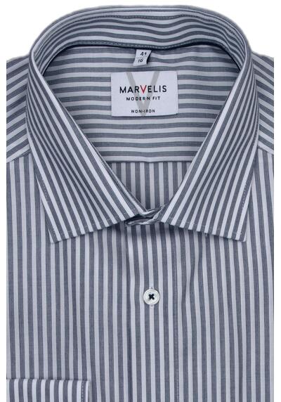 Produktbild fr 'MARVELIS Modern Fit Hemd extra langer Arm New Kent Kragen Streifen blau'