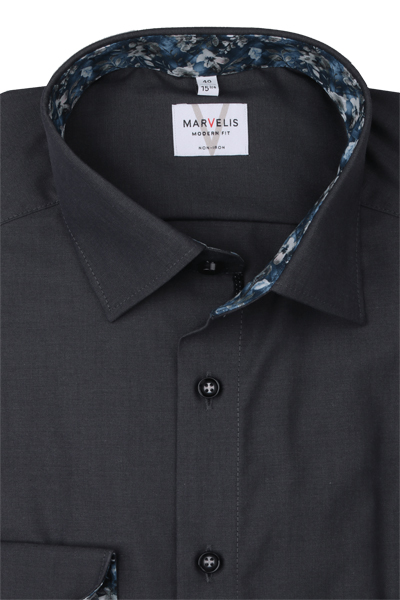 Produktbild f�r 'MARVELIS Modern Fit Hemd Langarm New Kent Kragen schwarz'