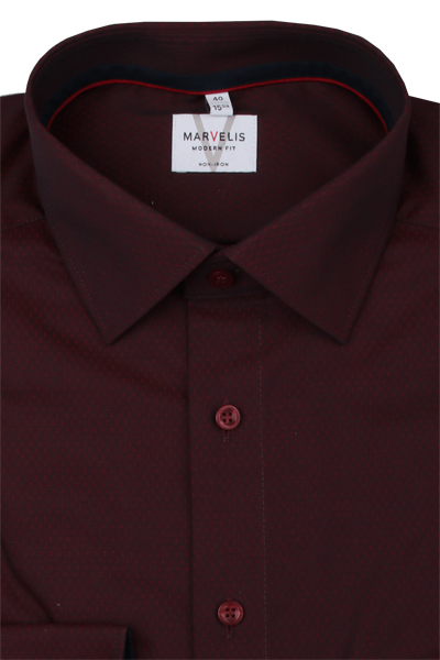 Produktbild f�r 'MARVELIS Modern Fit Hemd extra langer Arm New Kent Kragen Rautenstruktur rot'