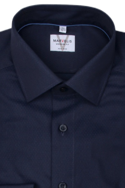 Produktbild f�r 'MARVELIS Modern Fit Hemd Langarm New Kent Kragen Rautenstruktur navy'