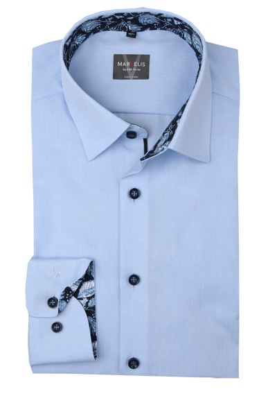 MARVELIS Super Slim Fit Hemd Langarm New Kent Kragen Chambray hellblau preisreduziert