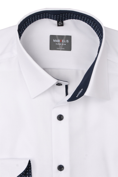 Produktbild f�r 'MARVELIS Super Slim Hemd Langarm New Kent Kragen Struktur wei�'