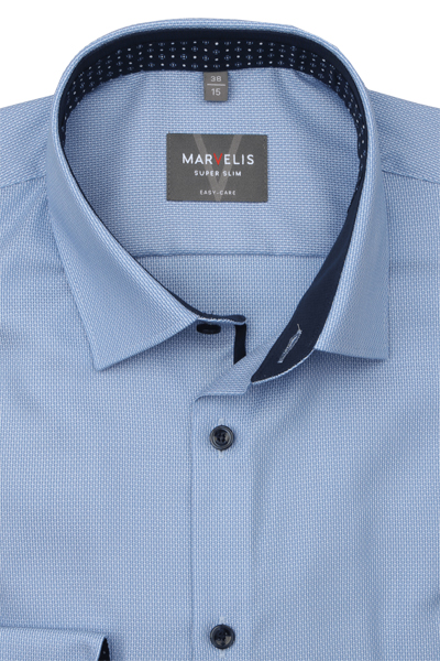 Produktbild f�r 'MARVELIS Super Slim Hemd Langarm New Kent Kragen Struktur hellblau'