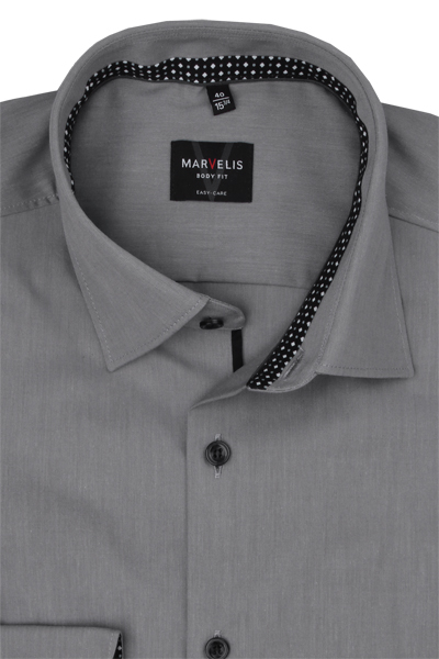 Produktbild f�r 'MARVELIS Body Fit Hemd Langarm New Kent Kragen Chambray grau'