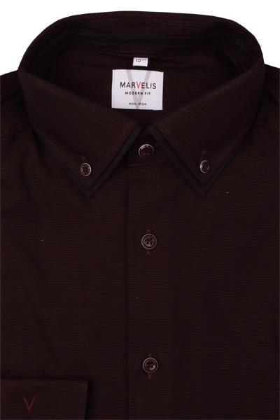 Produktbild f�r 'MARVELIS Modern Fit Hemd Langarm Doppelkragen dunkelrot'