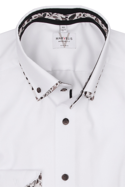 Produktbild f�r 'MARVELIS Modern Fit Hemd Langarm Doppelkragen Twill wei�'