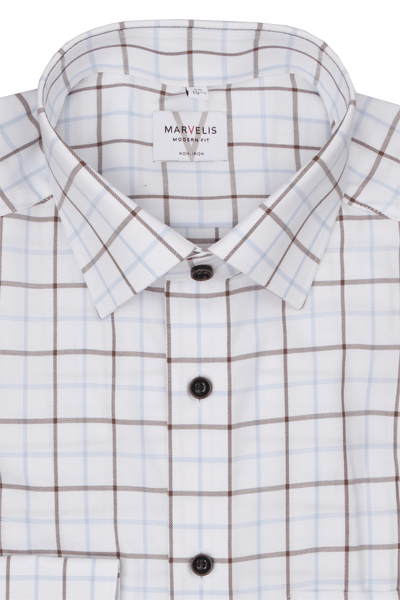 Produktbild f�r 'MARVELIS Modern Fit Hemd Langarm New Kent Kragen Karo blau'