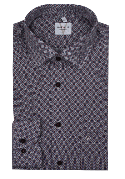 Produktbild f�r 'MARVELIS Modern Fit Hemd Langarm New Kent Kragen Muster rot'