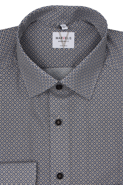 Produktbild f�r 'MARVELIS Modern Fit Hemd Langarm  New Kent Kragen Muster braun'