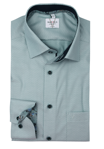 Produktbild f�r 'MARVELIS Modern Fit Hemd Langarm New Kent Kragen Muster gr�n'