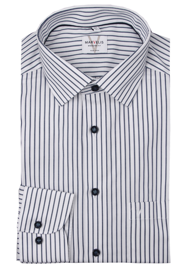 Produktbild f�r 'MARVELIS Modern Fit Hemd Langarm New Kent Kragen Streifen blau'