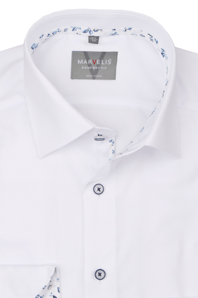 Produktbild fr 'MARVELIS Comfort Fit Hemd Langarm New Kent Kragen Struktur wei'