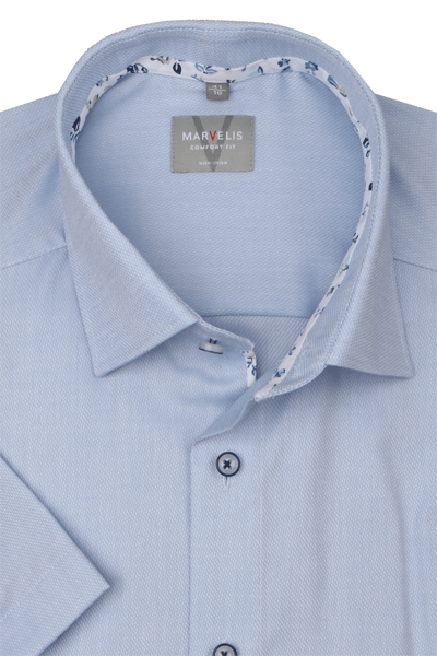 Produktbild fr 'MARVELIS Comfort Fit Hemd Halbarm New Kent Kragen Struktur hellblau'
