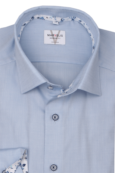 Produktbild fr 'MARVELIS Modern Fit Hemd Langarm New Kent Kragen Struktur hellblau'