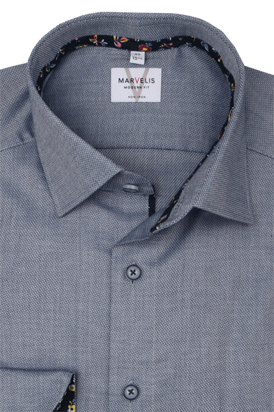 Produktbild fr 'MARVELIS Modern Fit Hemd Langarm New Kent Kragen Struktur nachtblau'